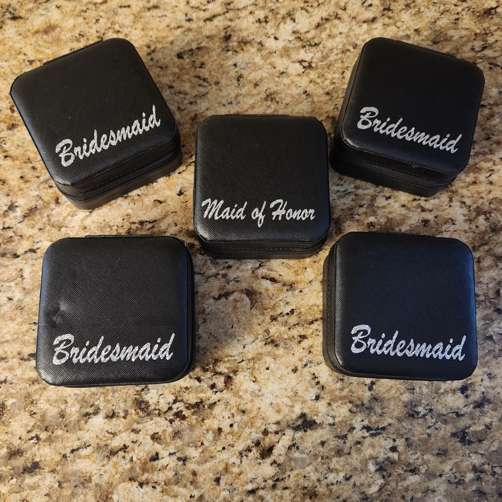 Bridesmaid Black Jewelry Organizers Bundle Of 5